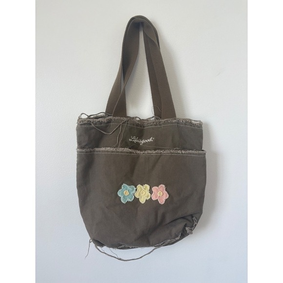 Life is Good Brown Tote Bag – Floral – Y2K Vibes - Picture 1 of 4